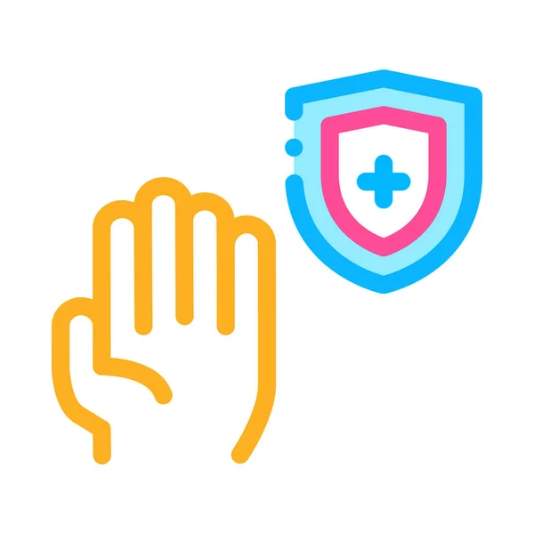 Hand Shield met Cross Icon Outline Illustratie — Stockvector