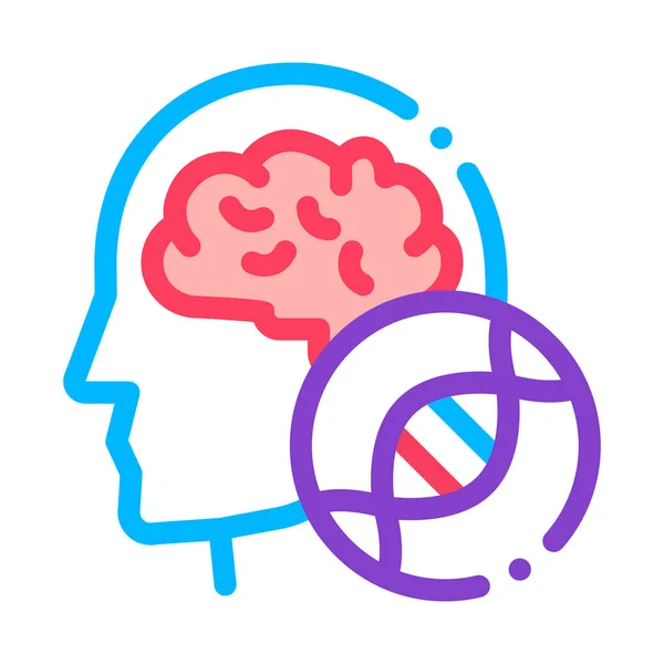 Hombre cabeza cerebro molécula icono esquema ilustración — Vector de stock
