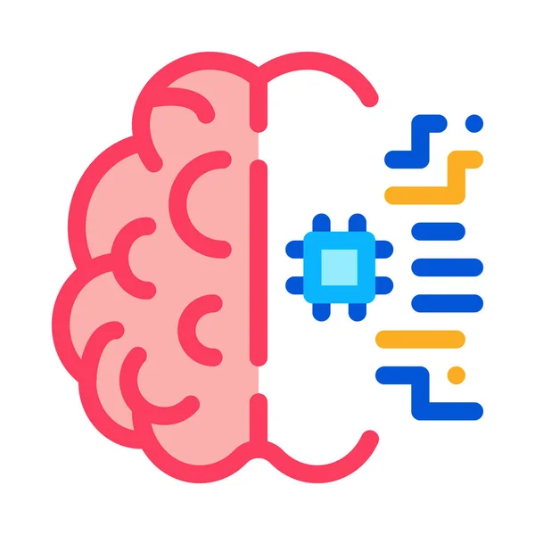 Ai Brain Chip Icono Vector Esquema Ilustración — Vector de stock