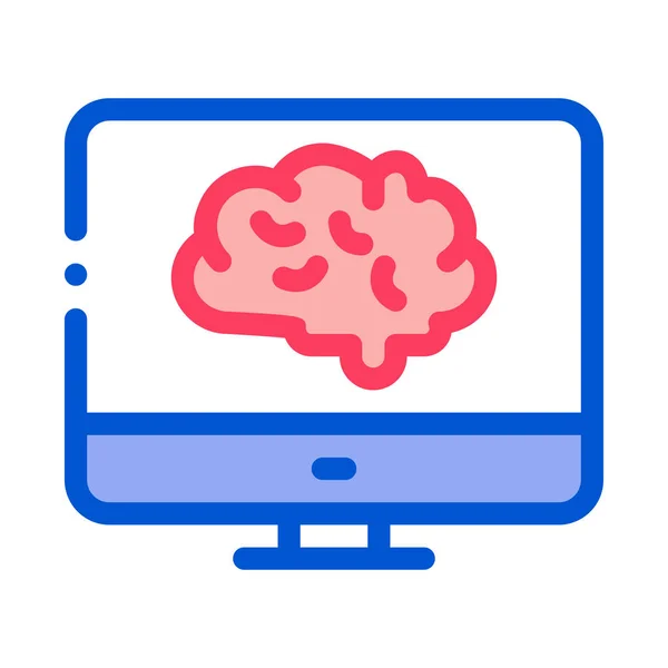 Brain On Display Icoon Vector Overzicht Illustratie — Stockvector