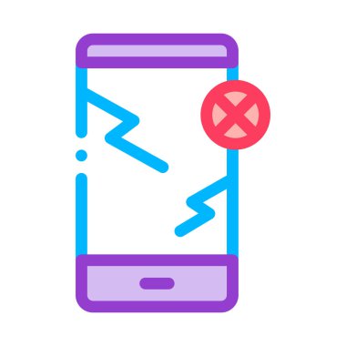 Kırık Akıllı Telefon Simgesi Vektör Özeti Çizimi