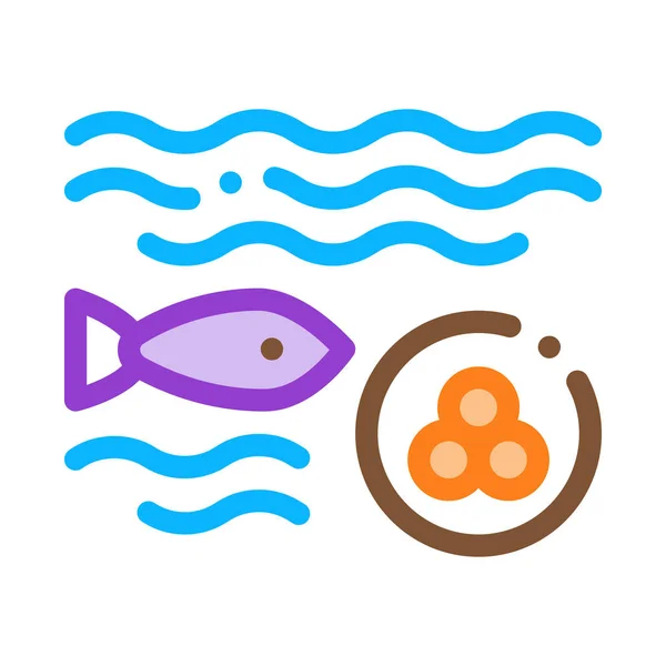 Fisch legt Kaviar Symbol Vektor Umriss Illustration — Stockvektor