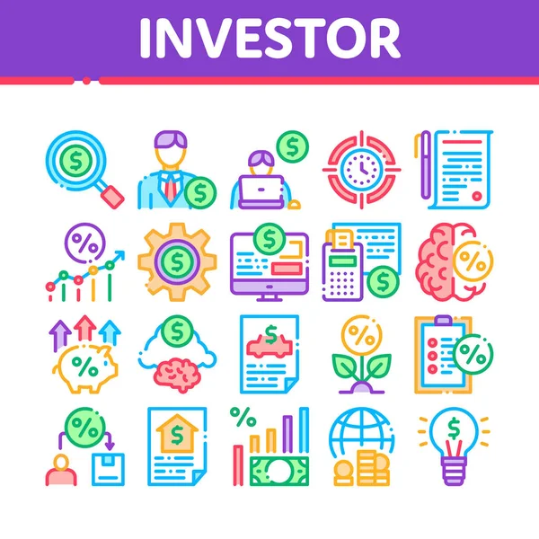 Vector de conjunto de iconos de colección financiera del inversor — Vector de stock