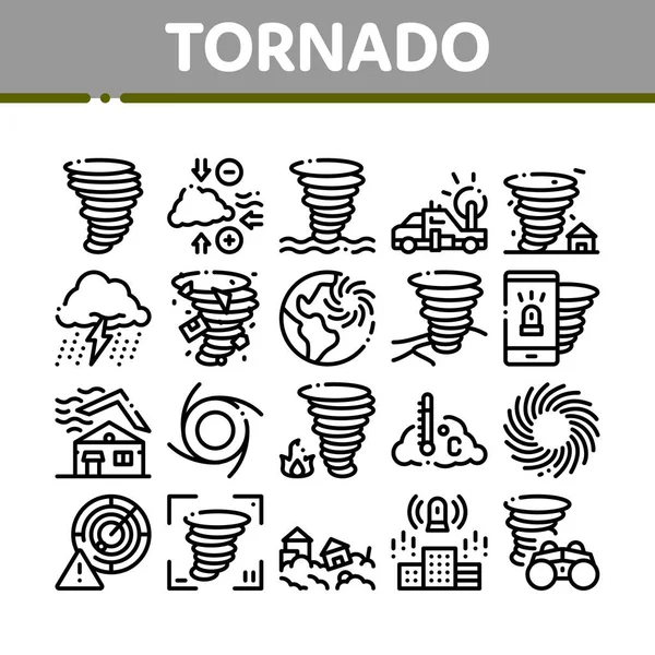 Tornado- und Hurrikan-Symbole setzen Vektor — Stockvektor