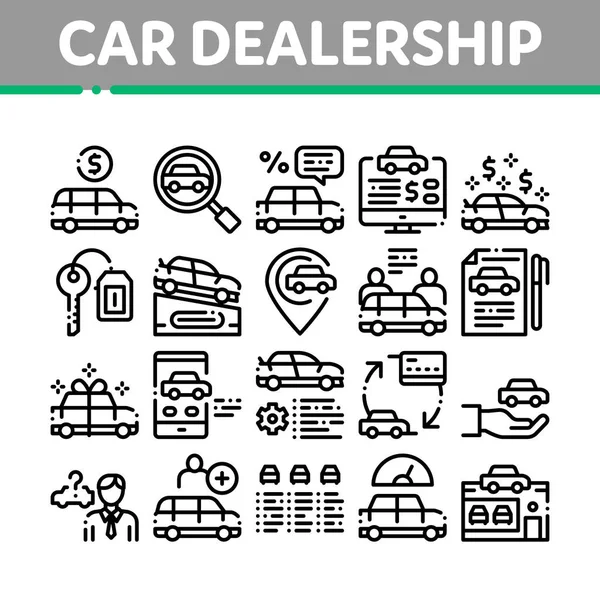 Auto Dealership Shop Collectie Pictogrammen Set Vector — Stockvector