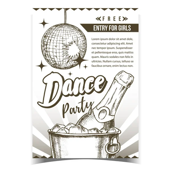 Dance Party With Alcohol Advertising Poster Vector — 스톡 벡터