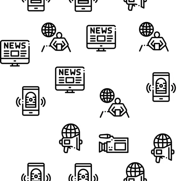 Journalist Reporter Seamless Pattern Vector — ストックベクタ