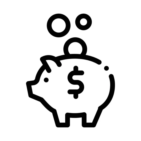 Pig Money Box Ikona wektora zarys ilustracji — Wektor stockowy
