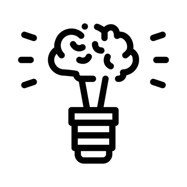 Illustration vectorielle de contour d'icône de lampe d'idée de cerveau — Image vectorielle