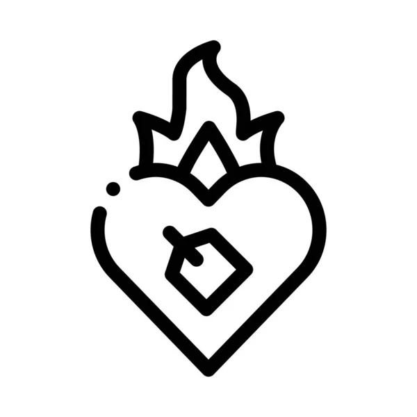 Иллюстрация вектора контура иконы "Горящее сердце" — стоковый вектор