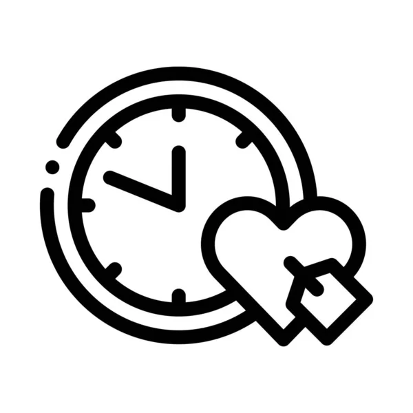 Horloge Temps coeur icône vectoriel contour Illustration — Image vectorielle