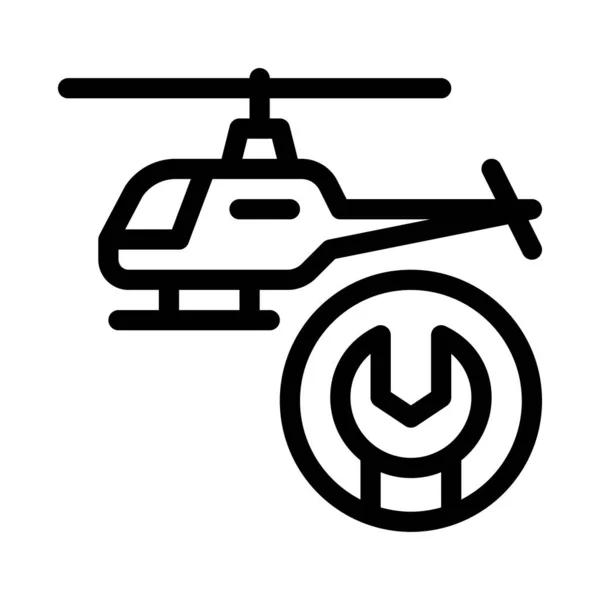 Helicopter Wrench Icon Vector Outline Illustration — Stock Vector