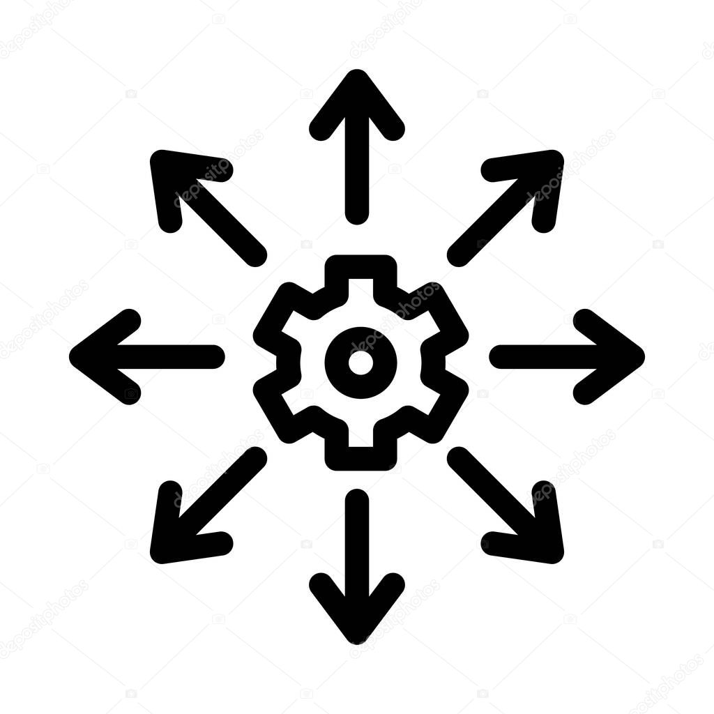 Gear Arrows Icon Vector. Outline Gear Arrows Sign. Isolated Contour Symbol Illustration