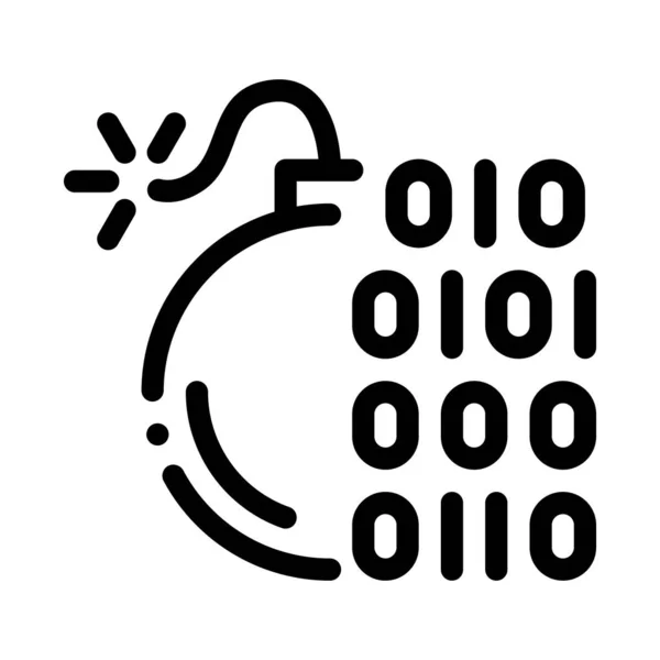 Illustration vectorielle de contour d'icône de bombe de code binaire — Image vectorielle