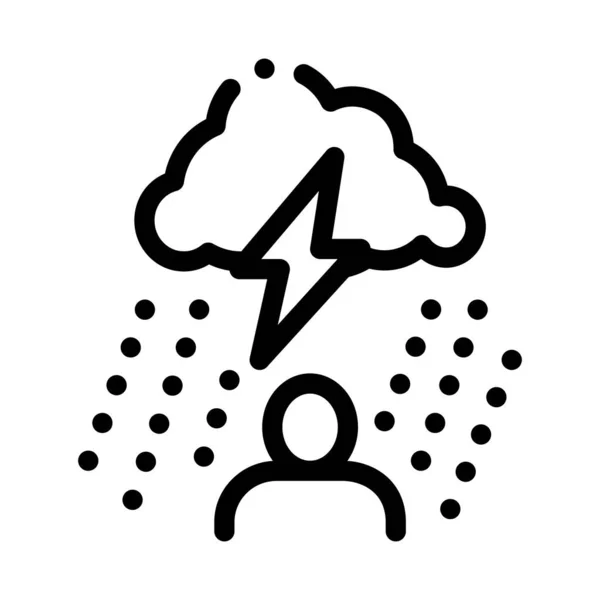 Rainy Cloud Man Icon Vector Outline Illustration — Stock Vector