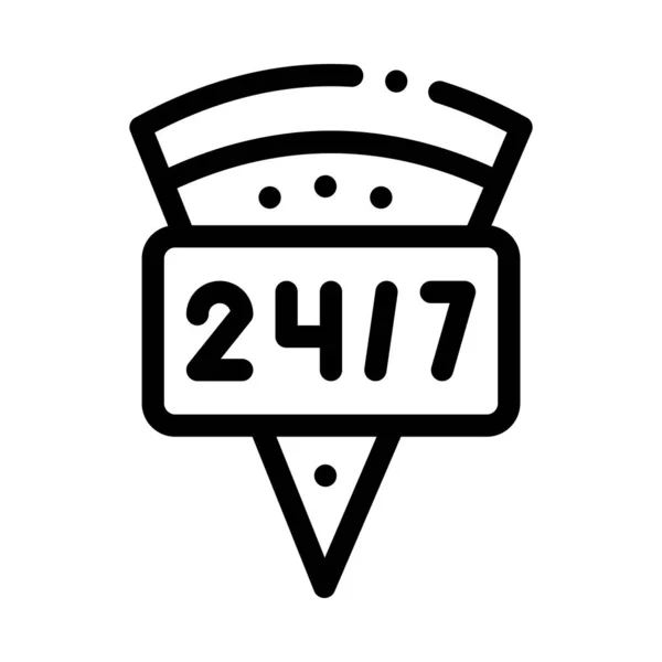 Rund-um-Uhr-Pizza-Symbol Vektor Umriss Illustration — Stockvektor