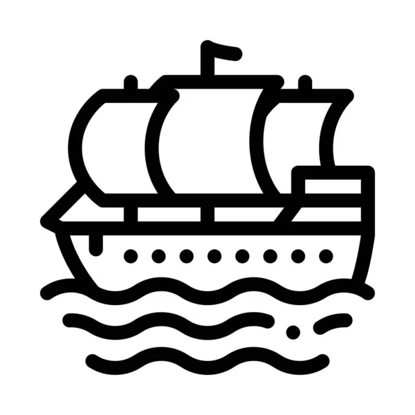 海賊帆ボートアイコンベクトル概要イラスト — ストックベクタ