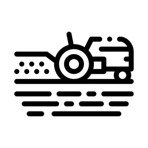 Tractor On Field Icon Vector Outline Illustration — Stock Vector