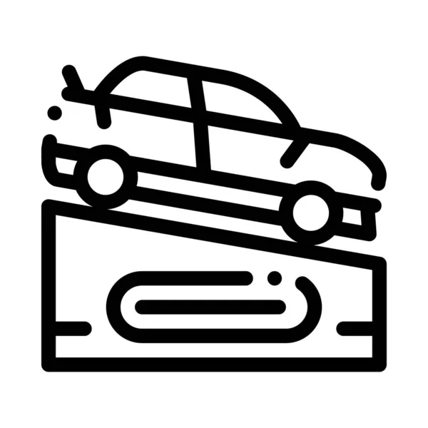 Auto su piedistallo icona vettoriale Outline Illustrazione — Vettoriale Stock