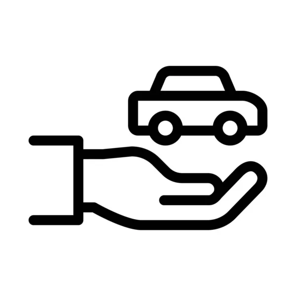 Hand haltend Auto-Ikone Vektor Umriss Abbildung — Stockvektor