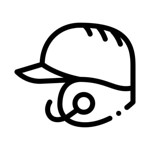Baseball Helmet Icon Vector Outline Illustration — 스톡 벡터