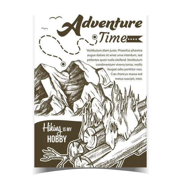 Aventura Tiempo Montaña Publicidad Banner Vector — Archivo Imágenes Vectoriales