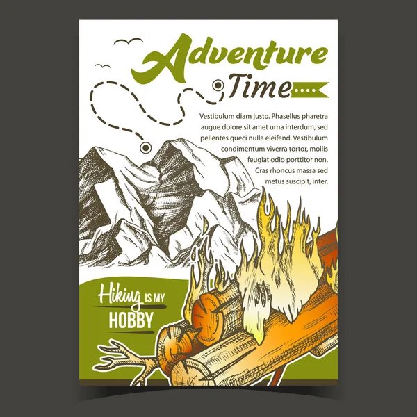 Aventura Tiempo Montaña Publicidad Banner Vector — Archivo Imágenes Vectoriales