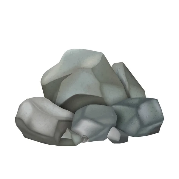Stone Gravel Pile Cobblestone Boulders Vector — 스톡 벡터