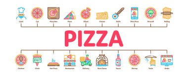 Pizza Lezzetli Yemek Minimum Bilgisel Sancak Vektörü
