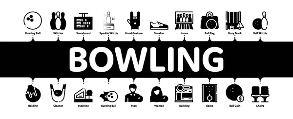 Bowling Game Tools Minimal Infographic Banner Vector — Stockový vektor