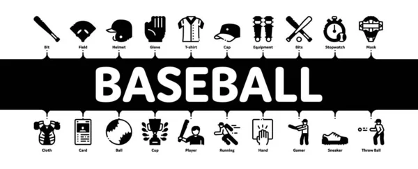 Baseball Game Tools Minimal Infographic Banner Vector — Stock Vector
