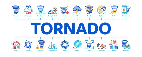 Tornado und Hurrikan minimal Infografik Banner Vektor — Stockvektor