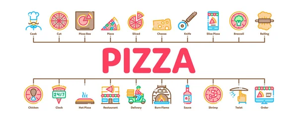 Pizza Delicious Food Minimal Infographic Banner Vector — Stock Vector