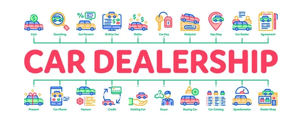 Car Dealership Shop Minimal Infographic Banner Vector — 스톡 벡터