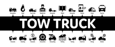 Tow Truck Transport Minimal Infographic Banner Vector clipart