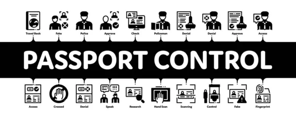 Contrôle des passeports Vérifier le vecteur minimal de bannière infographique — Image vectorielle