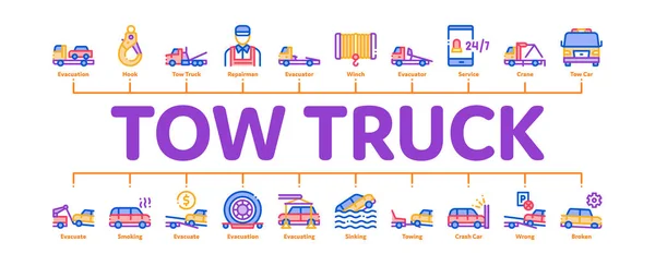 Tow Truck Transport Minimal Infographic Banner向量 — 图库矢量图片