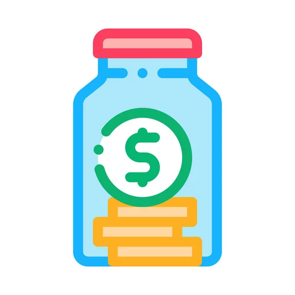 Coins In Jar Icon Vector Outline Illustration — 스톡 벡터