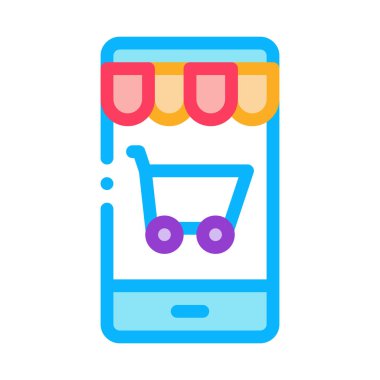 Dükkan Uygulaması Simgesi Vektör Özeti İllüstrasyonu