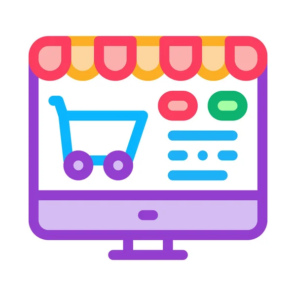 Online Shopping ikonen vektor skiss Illustration — Stock vektor