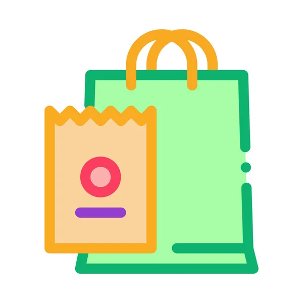 Bag And Receipt Icon Vector Outline Illustration — Stock Vector