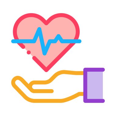 El Tutuşu Kalp Simgesi Vektör Çizimi Çizimi