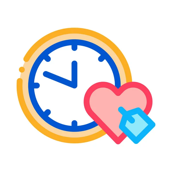 Clock Time Heart Icon Vector Outline Illustration — 스톡 벡터