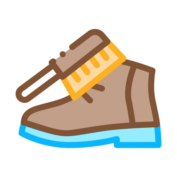 Icono de cepillado de zapatos Ilustración de contorno vectorial — Vector de stock