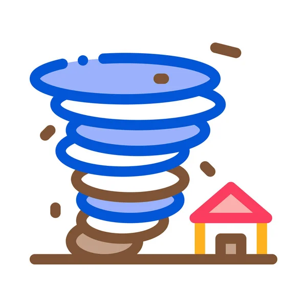 Tornado Haus Symbol Vektor Umriss Illustration — Stockvektor