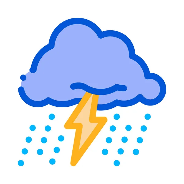 Regen Blitz Symbol Vektor Umriss Illustration — Stockvektor
