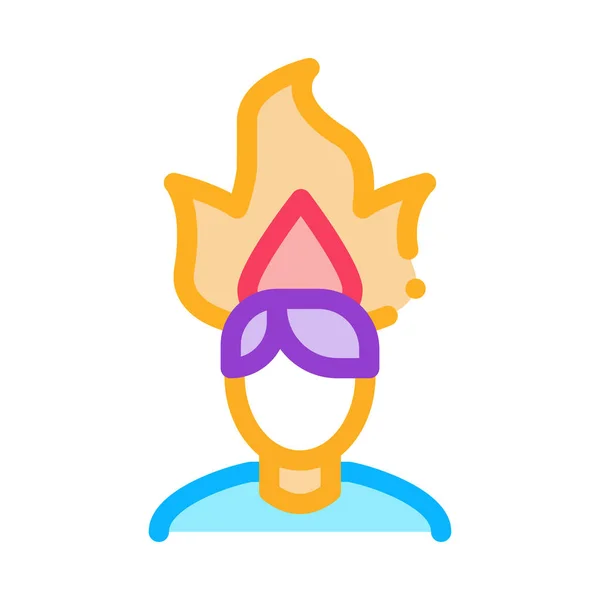 Burning Man Head Icono Vector Esquema Ilustración — Vector de stock