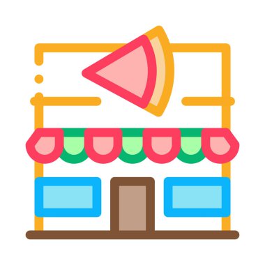 Pizza Restoranı Simgesi Vektör Özeti Çizimi