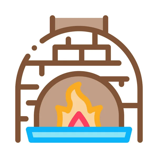 Burn Flame Oven Icon Vector Outline Illustration — 스톡 벡터