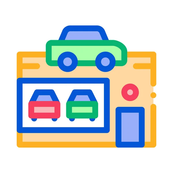 Tienda de Distribuidores de Coches Icono Vector Esquema Ilustración — Vector de stock